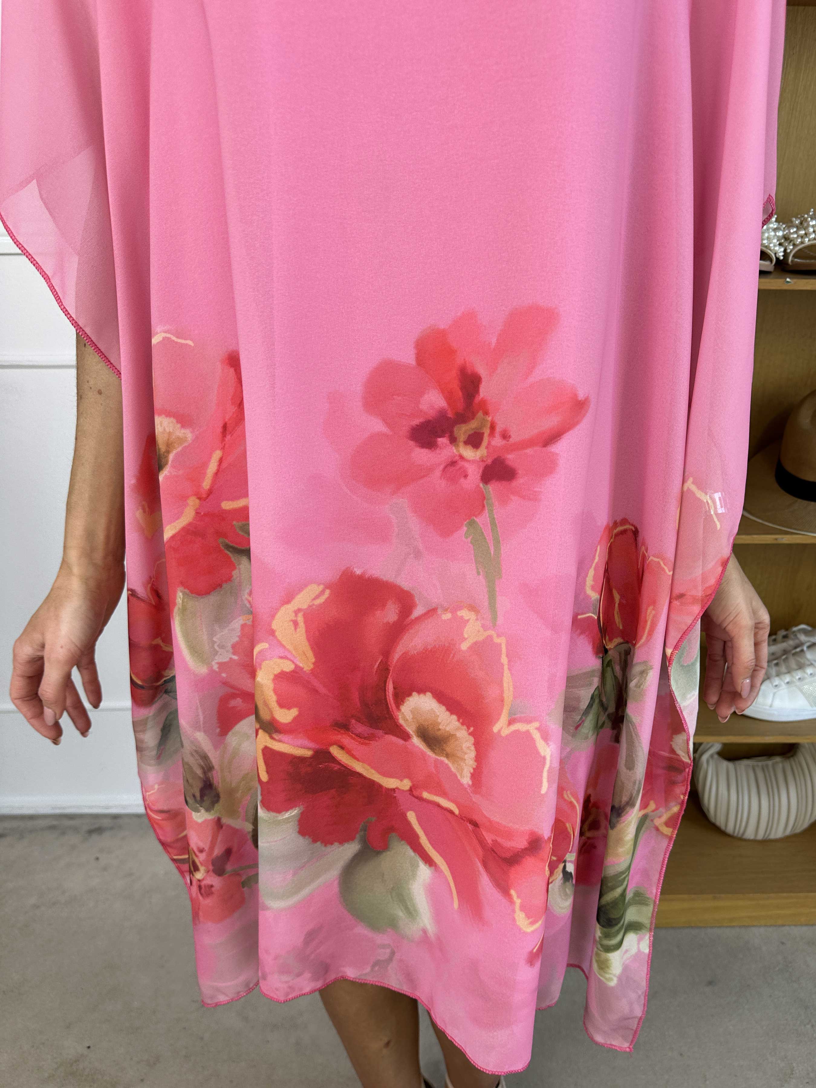 Mirabella - Tunikaklänning med chiffonglager och underkjol i viskos